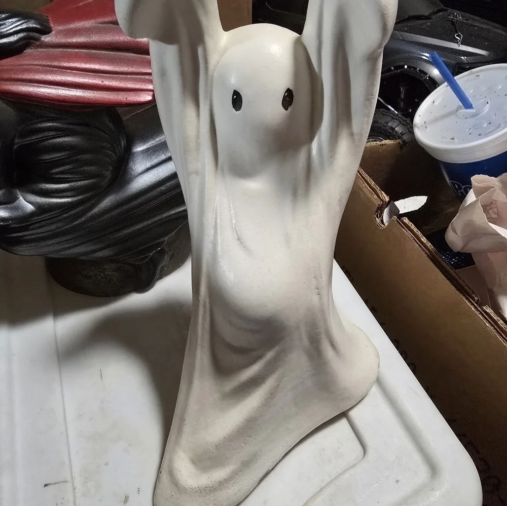 Set of 2 Vintage 1970s ceramic witch and ghost both 11